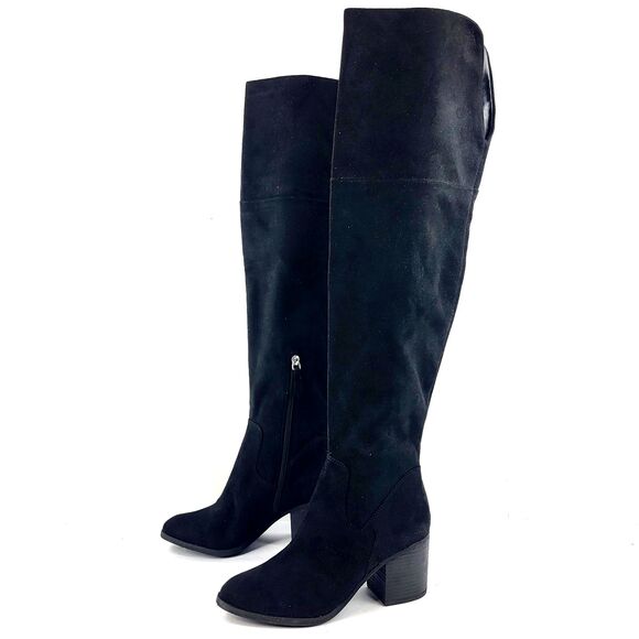 BP. Luke Over The Knee Tall Boots Black Faux Suede Size 6M - Picture 1 of 16